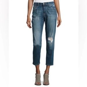 DL1961 Goldie High Rise Tapered Cropped Distressed Puzzle Wash Jeans Size 29